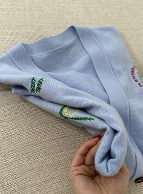 031401~「包邮 温柔蓝色系」V领提花设计~女士针织开衫