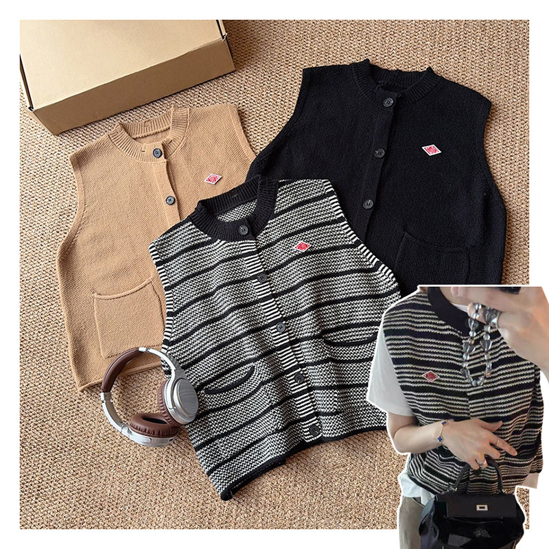 #121320~「方块针织马甲」韩系！简约双翻口袋显瘦女士马甲,女装/女士精品,马夹,淘宝优惠券,粉丝福利购,淘宝优惠卷