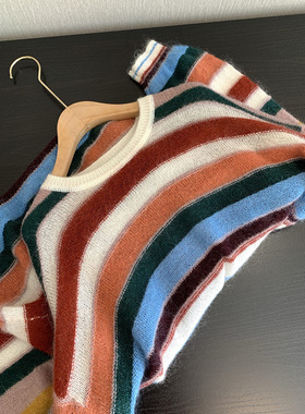 012302~「包邮 春日彩虹系列」圆领撞色设计~女士针织衫