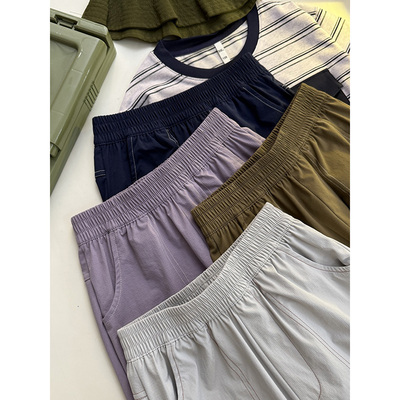 腿部双压褶设计儿童伞兵裤