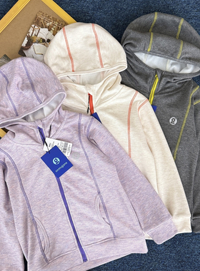 031202~「包邮 活力撞色系」连帽明线拉链设计~儿童外套