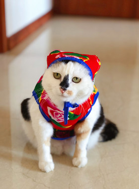 手工宠物夏季衣服狗狗东北大花布肚兜猫咪乡村风背心小型犬马甲