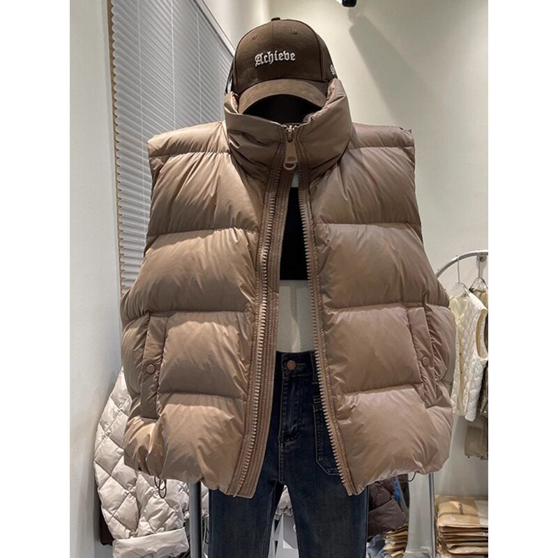 欧货宽松慵懒风大码小个子无袖坎肩棉服马夹外套女减龄百搭洋气潮