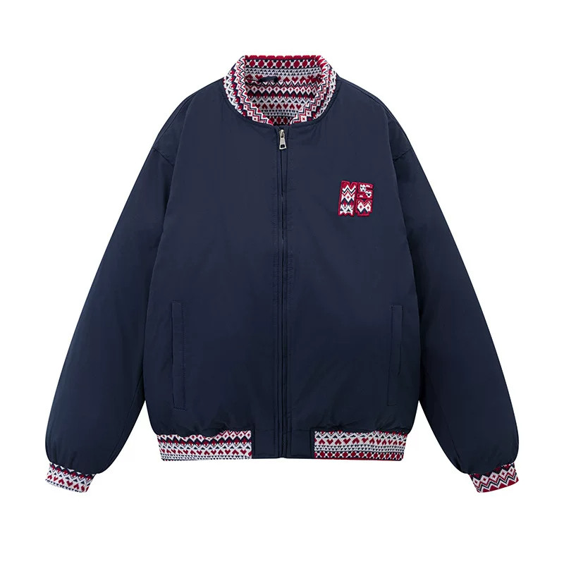 港服冬季立领加厚夹棉保暖防寒宽松大码oversize棒球服棉衣外套女
