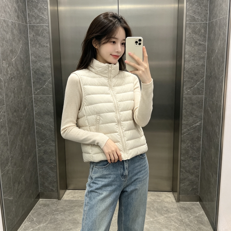 排骨服马夹外套女秋冬设计感立领修身显瘦小个子保暖无袖棉服洋气