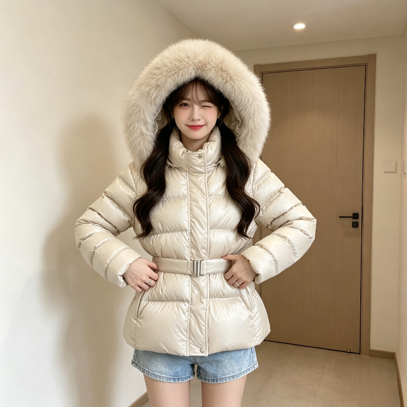 老钱风轻奢大毛领加厚保暖连帽宽松大码小个子棉服外套女防寒洋气