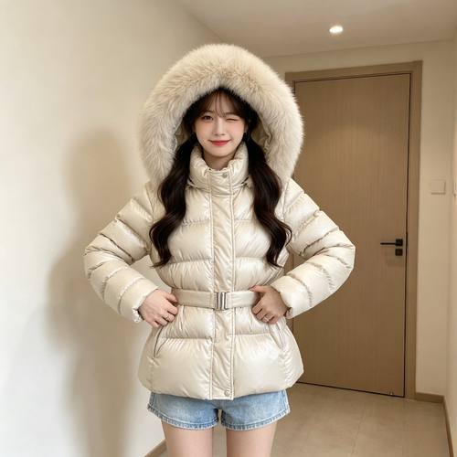 老钱风轻奢大毛领加厚保暖连帽宽松大码小个子棉服外套女防寒洋气