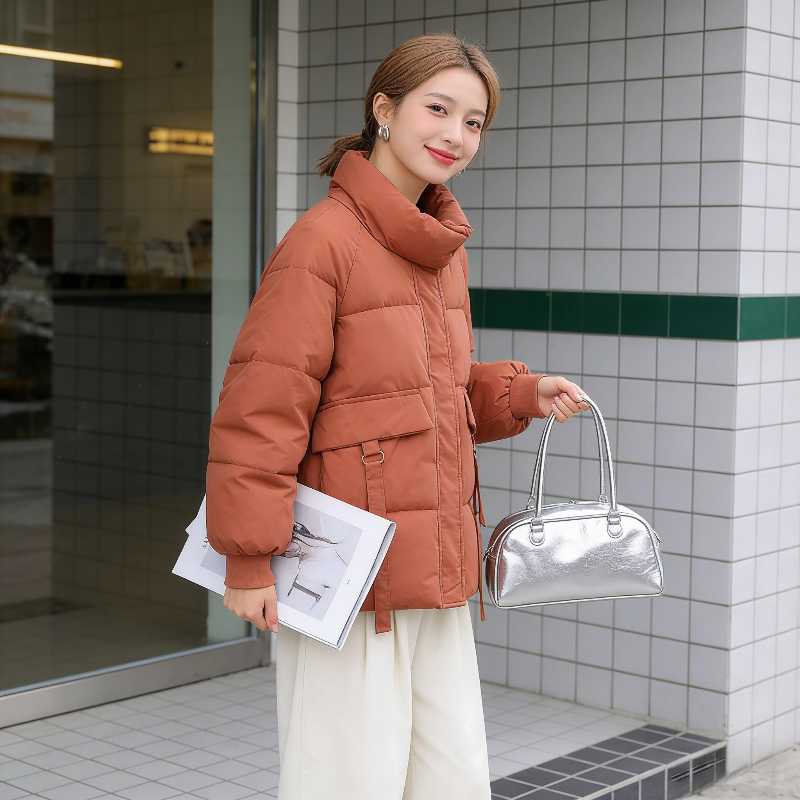 立领宽松大码小个子加厚保暖防寒慵懒风棉服外套女百搭面包服棉袄