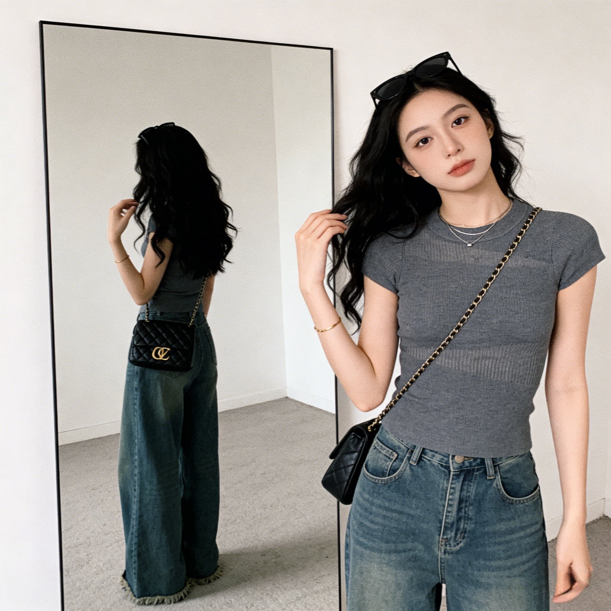 镂空短袖针织衫女夏季新款设计感小众T恤圆领正肩修身高级感上衣