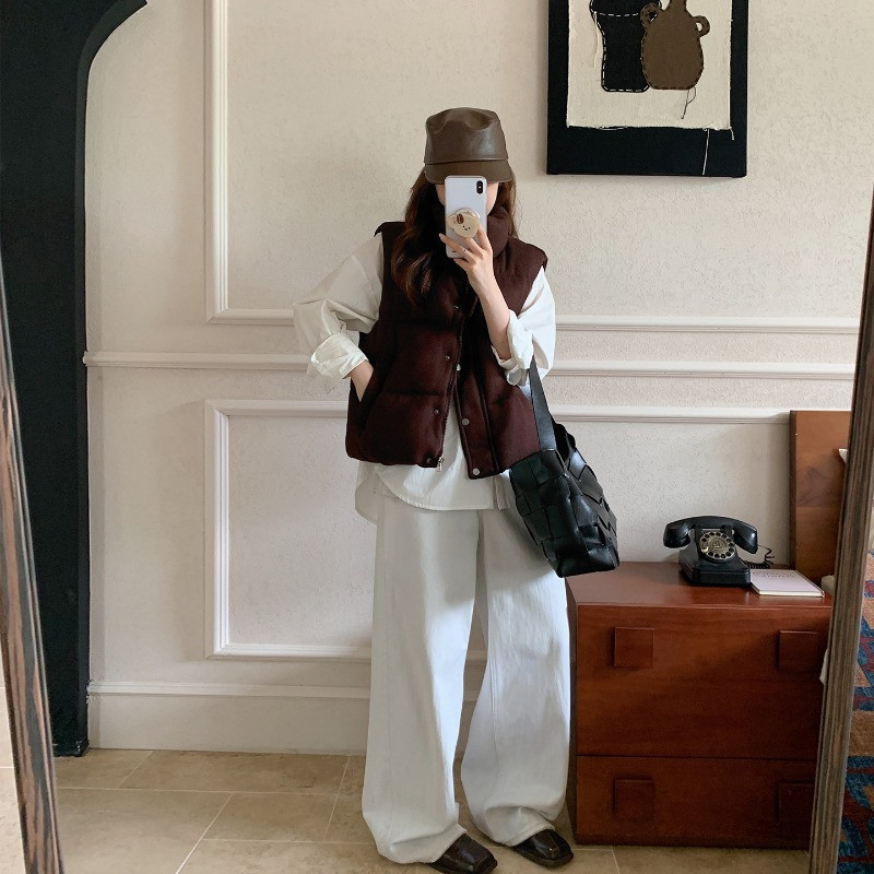 秋冬立领设计感短款休闲宽松小个子无袖坎肩百搭棉服马夹外套女潮