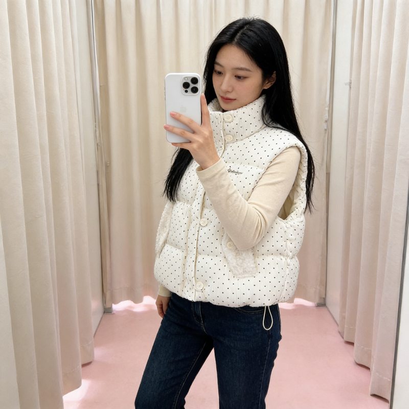毛茸茸立领减龄设计感宽松大码小个子无袖坎肩棉服马夹外套女马甲