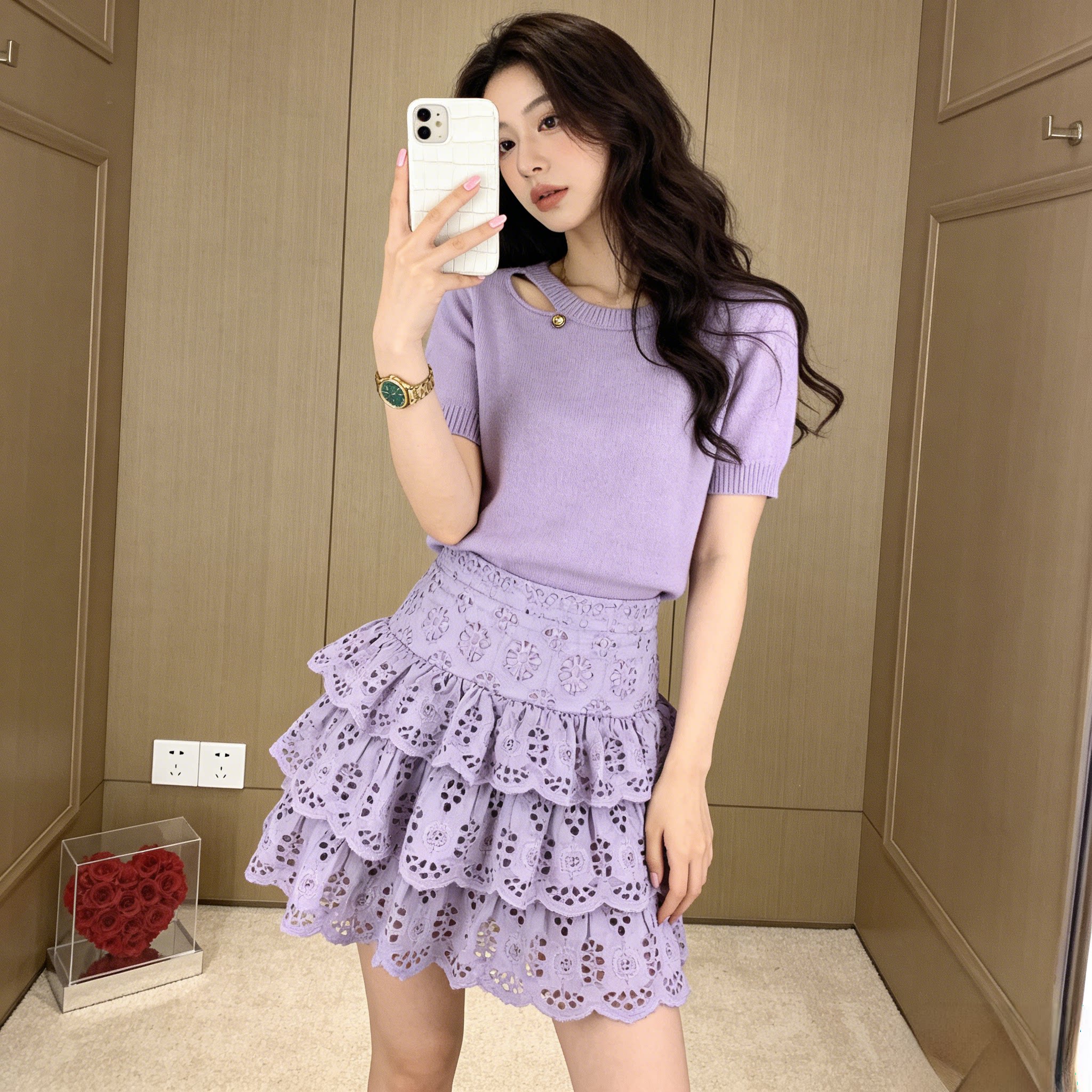 2026夏季新款女士针织衫独特别致超好看通勤小众设计感短袖t恤潮