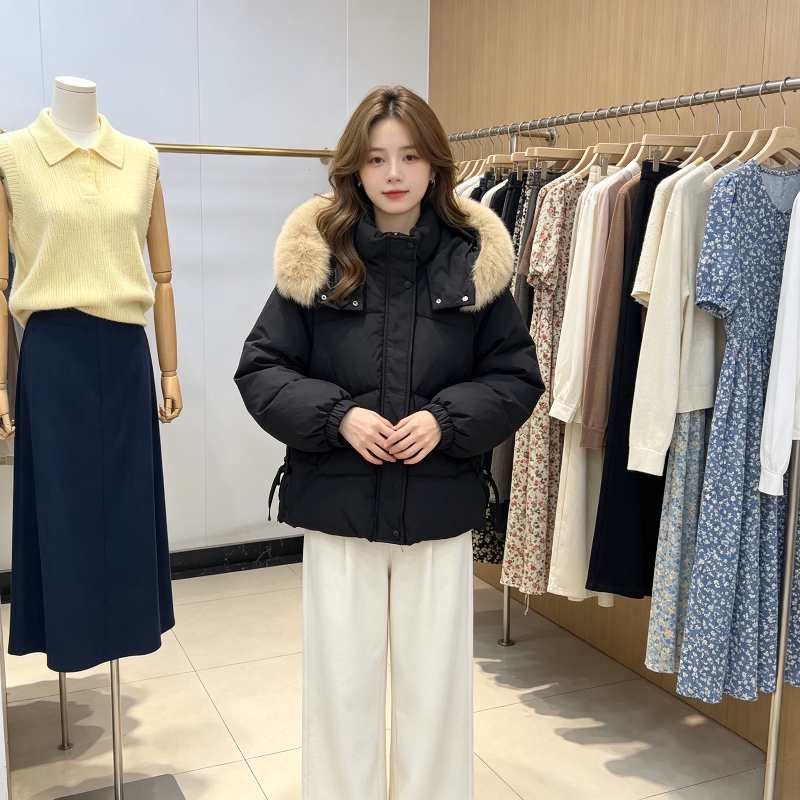 冬季慵懒风连帽设计感宽松大码小个子棉服外套女百搭面包服棉袄潮