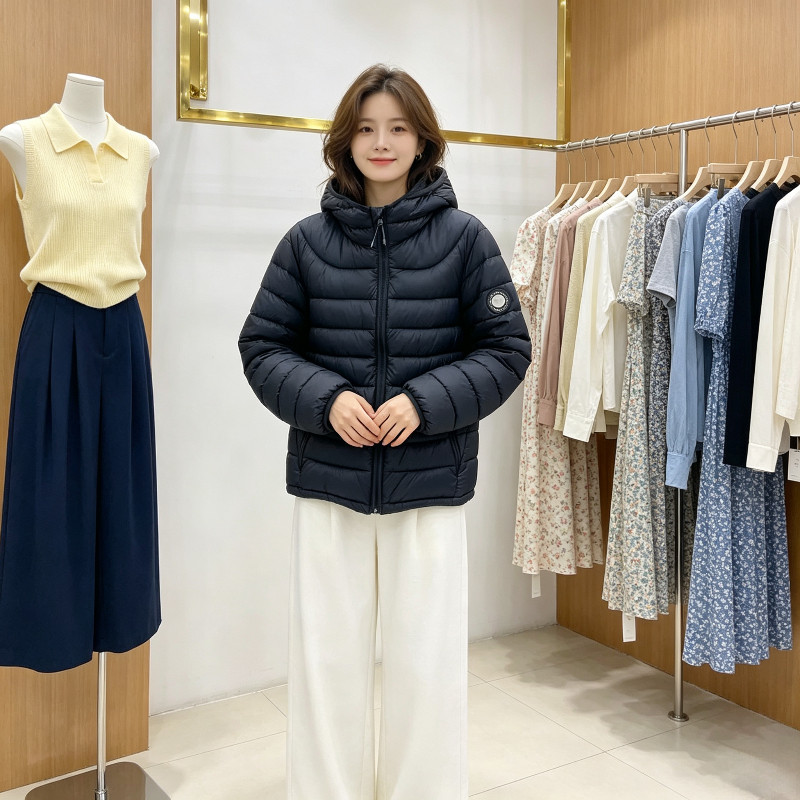 轻薄款连帽设计感休闲宽松小个子排骨服棉衣外套女气质百搭洋气潮