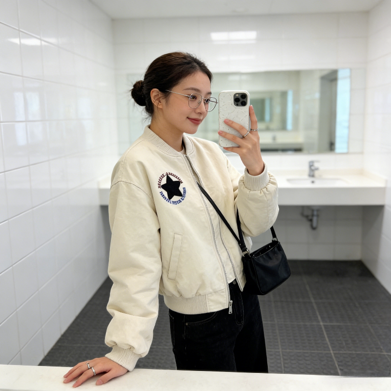 美式复古棒球服外套女春秋新款设计感宽松休闲百搭小个子机车夹克