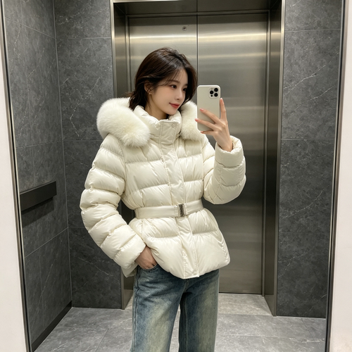 温柔风大毛领宽松连帽大码小个子休闲加厚保暖防寒棉服外套女减龄