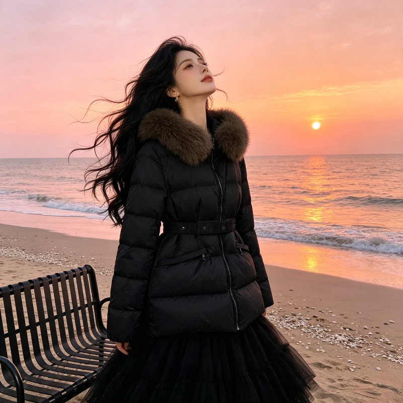 欧货大毛领加厚保暖防寒收腰显瘦小个子棉服外套女设计感洋气百搭
