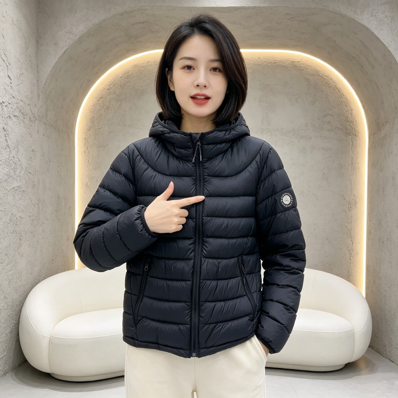 排骨服外套女秋冬休闲连帽轻薄保暖防寒小个子气质棉衣百搭洋气潮