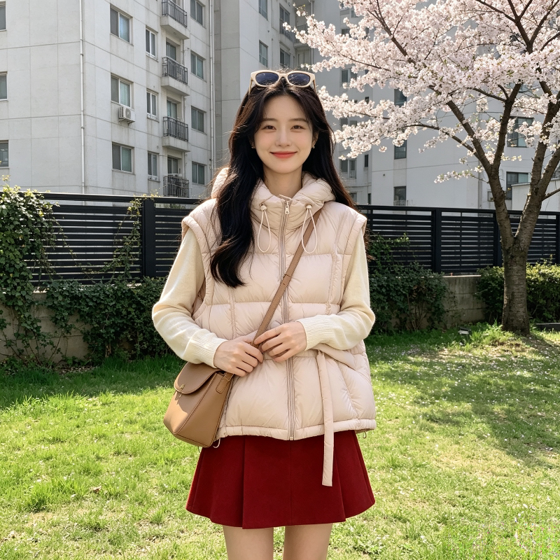 温柔风减龄宽松大码小个子无袖坎肩加厚保暖棉服马夹外套女休闲潮