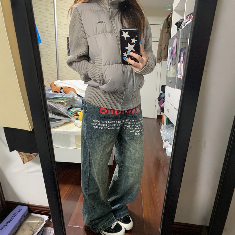 欧货冬季立领针织袖子拼接休闲小个子百搭加厚保暖防寒棉服外套女
