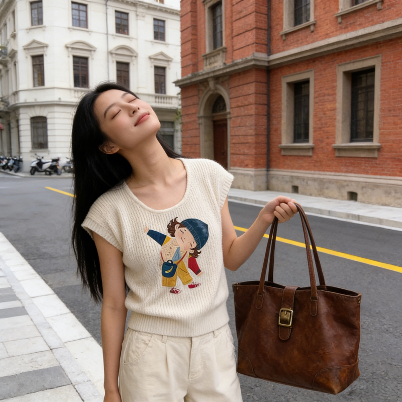 冰丝针织短袖薄款T恤女夏季欧货正肩轻奢高级感法式镂空短款上衣