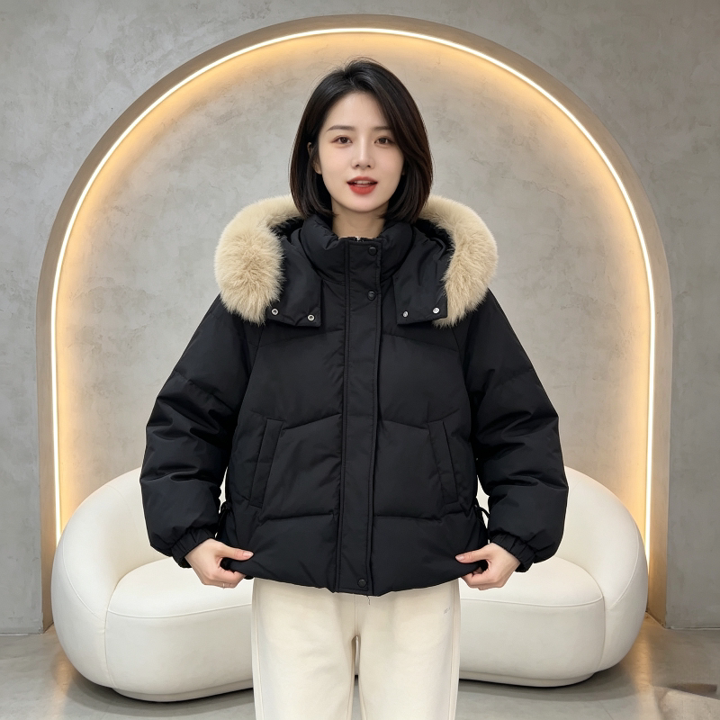 冬季大毛领设计感收腰显瘦小个子宽松大码棉服外套女面包服棉袄潮