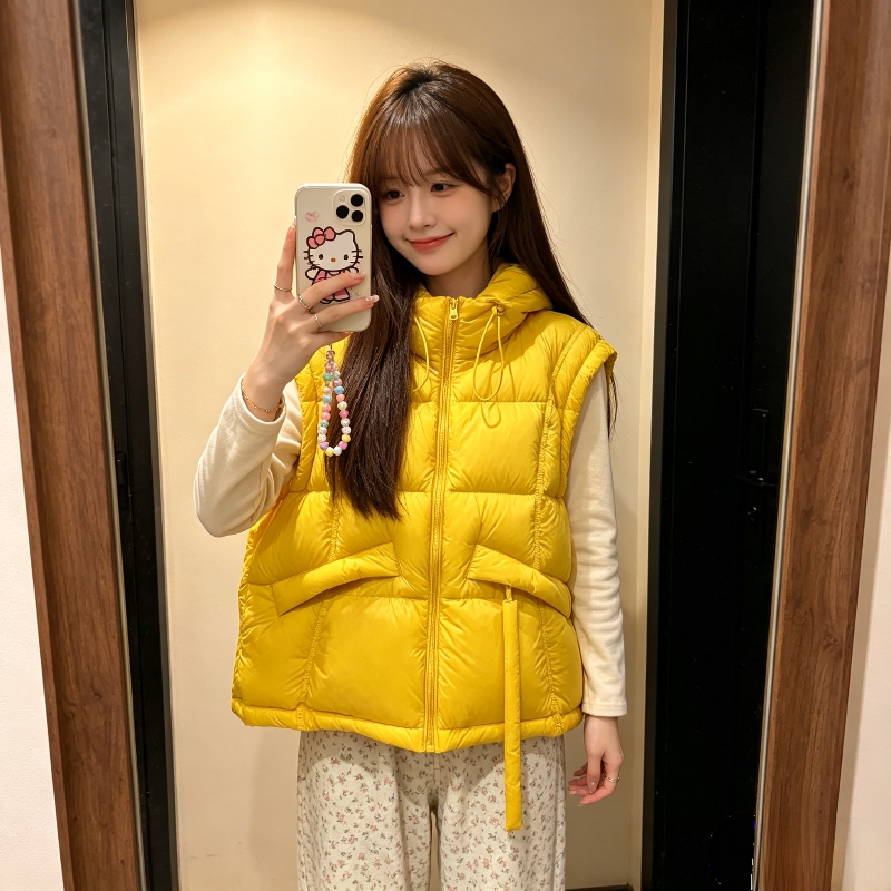 学院风减龄秋冬宽松大码小个子无袖坎肩加厚保暖棉服马夹外套女潮