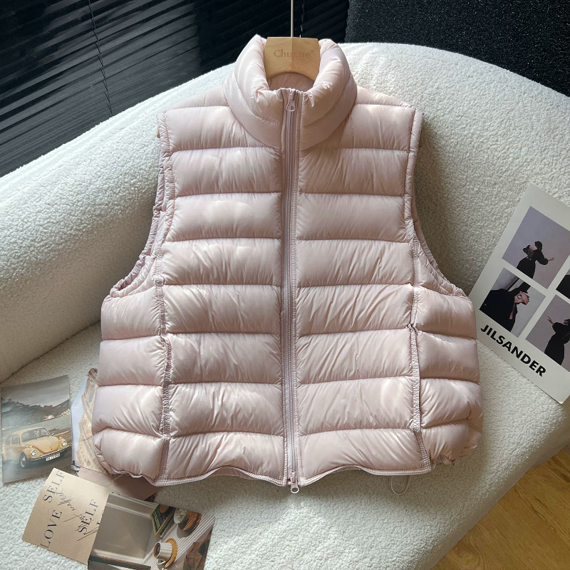 粉色减龄立领休闲宽松轻薄保暖防寒排骨棉服马夹外套女洋气百搭潮