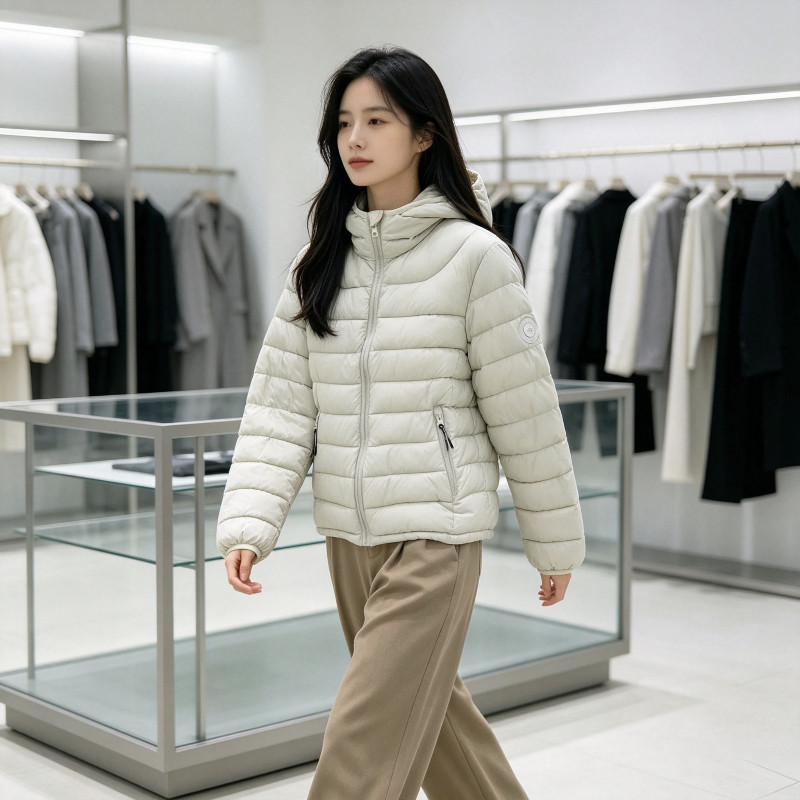 连帽排骨服欧货设计感休闲小个子百搭气质保暖防寒轻薄款棉服女潮