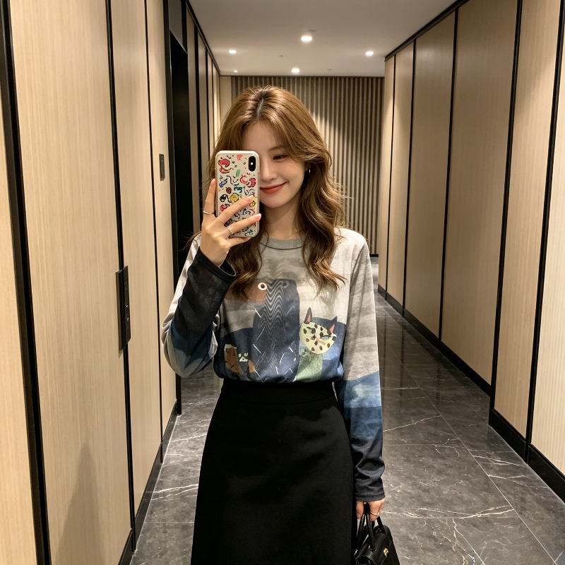 夏季薄款冰丝透气宽松休闲小个子慵懒风长袖防晒T恤上衣女洋气潮