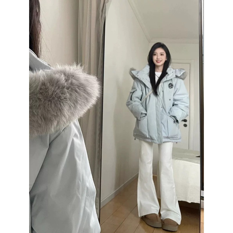 冬季慵懒风宽松大码小个子加绒加厚保暖防寒休闲棉服外套女工装潮