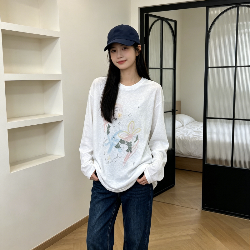 夏季网纱薄款冰丝透气宽松大码小个子慵懒风长袖防晒T恤上衣女潮
