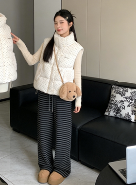 毛茸茸波点立领减龄设计感宽松小个子棉服马夹外套女背心马甲洋气