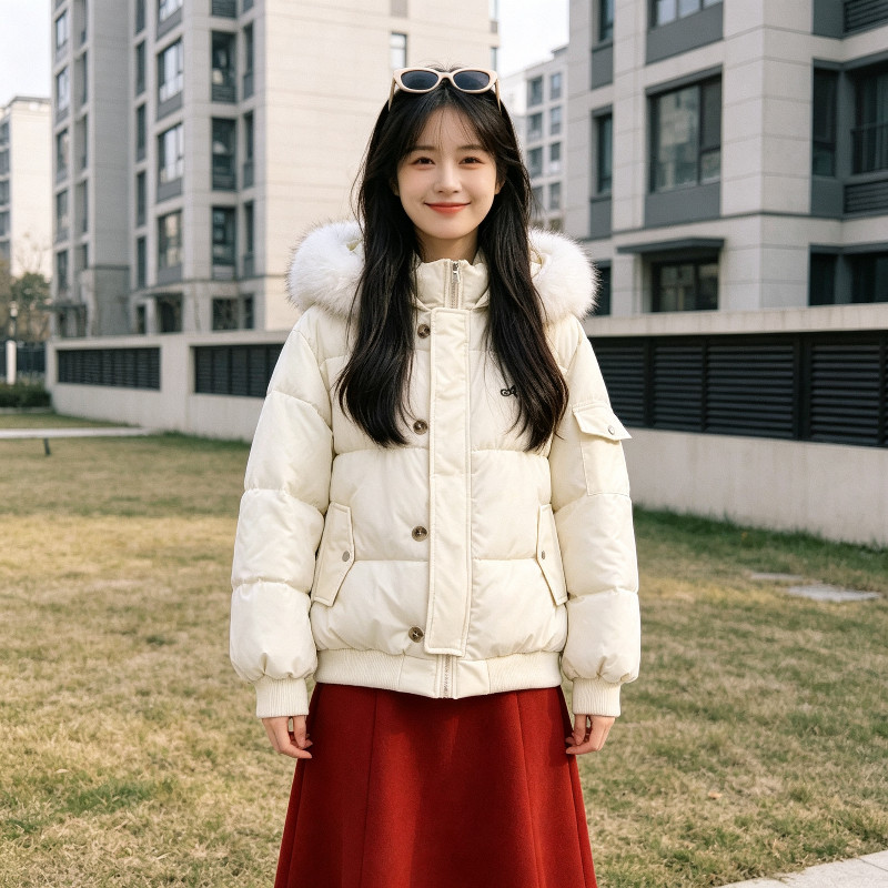 冬季大毛领连帽加厚保暖防寒宽松大码小个子气质棉服外套女棉袄潮