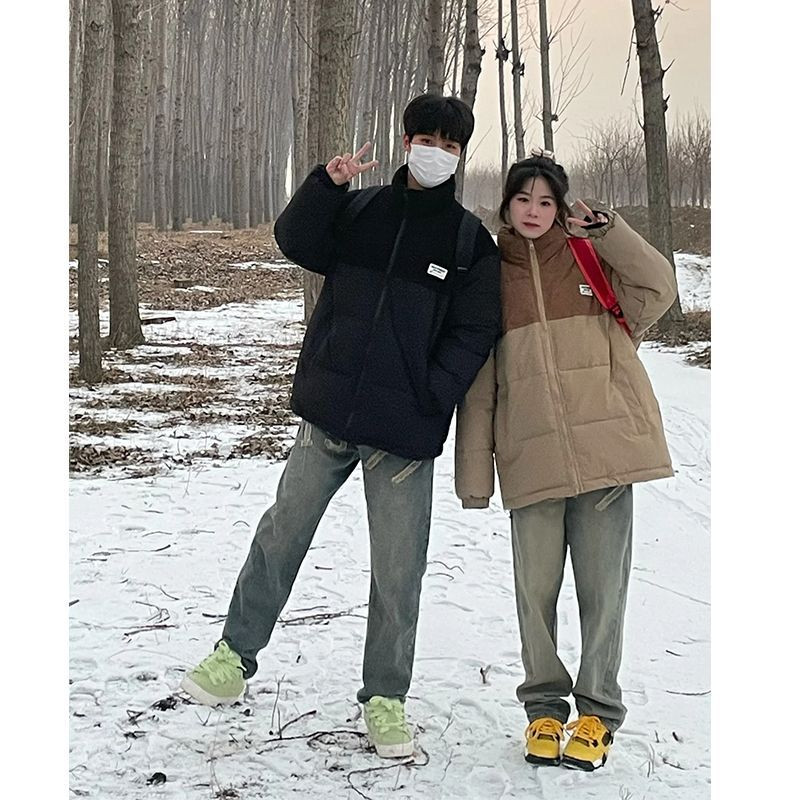 刺绣灯芯绒拼接加厚立领棉衣外套宽松冬季面包服高级感棉服棉袄女
