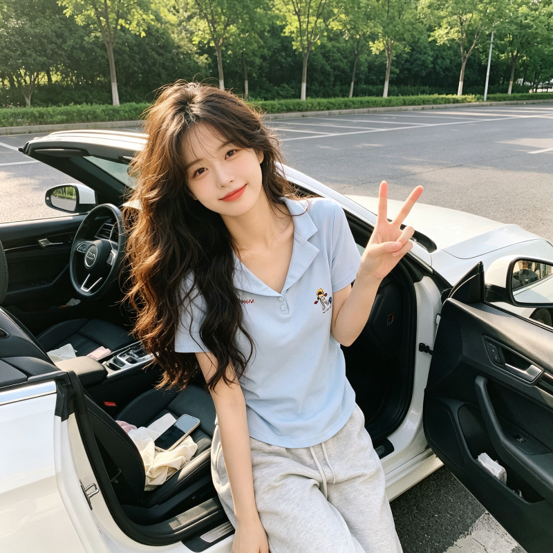 正肩短款掐腰显瘦设计感修身Polo衫翻领短袖T恤女洋气小个子上衣