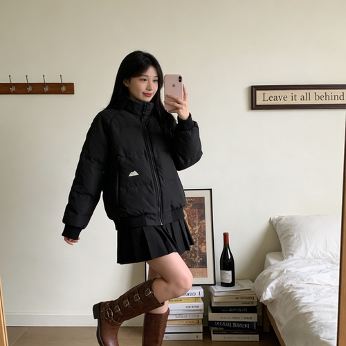 冬季慵懒风立领加厚保暖防寒宽松大码小个子棉服外套女百搭面包服