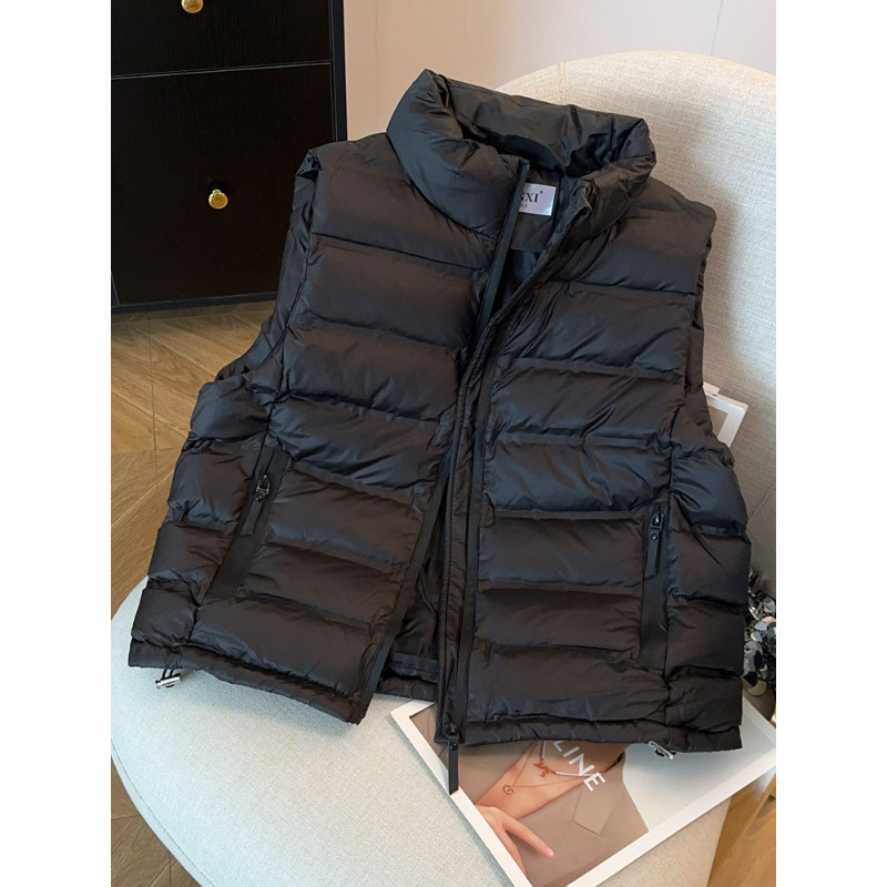 排骨服无袖坎肩棉服马甲外套女休闲宽松小个子立领坎肩背心洋气潮