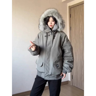 大毛领冬季连帽加厚保暖防寒宽松休闲百搭小个子棉服外套女派克服