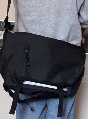 Dickies 纯色运动 反光Logo 单肩斜挎邮差包  161U90LBB02BK02