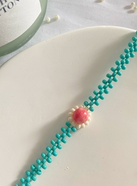 pupu原创手工复古花朵串珠ins