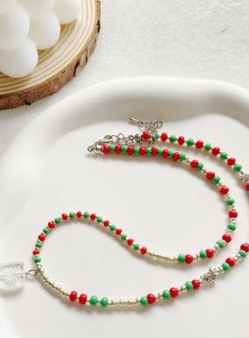 原创项链串珠手工圆珠链女琉璃