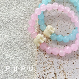 PUPU手工aespa金冬天winter同款小象琉璃手串弹力小众简约百搭ins