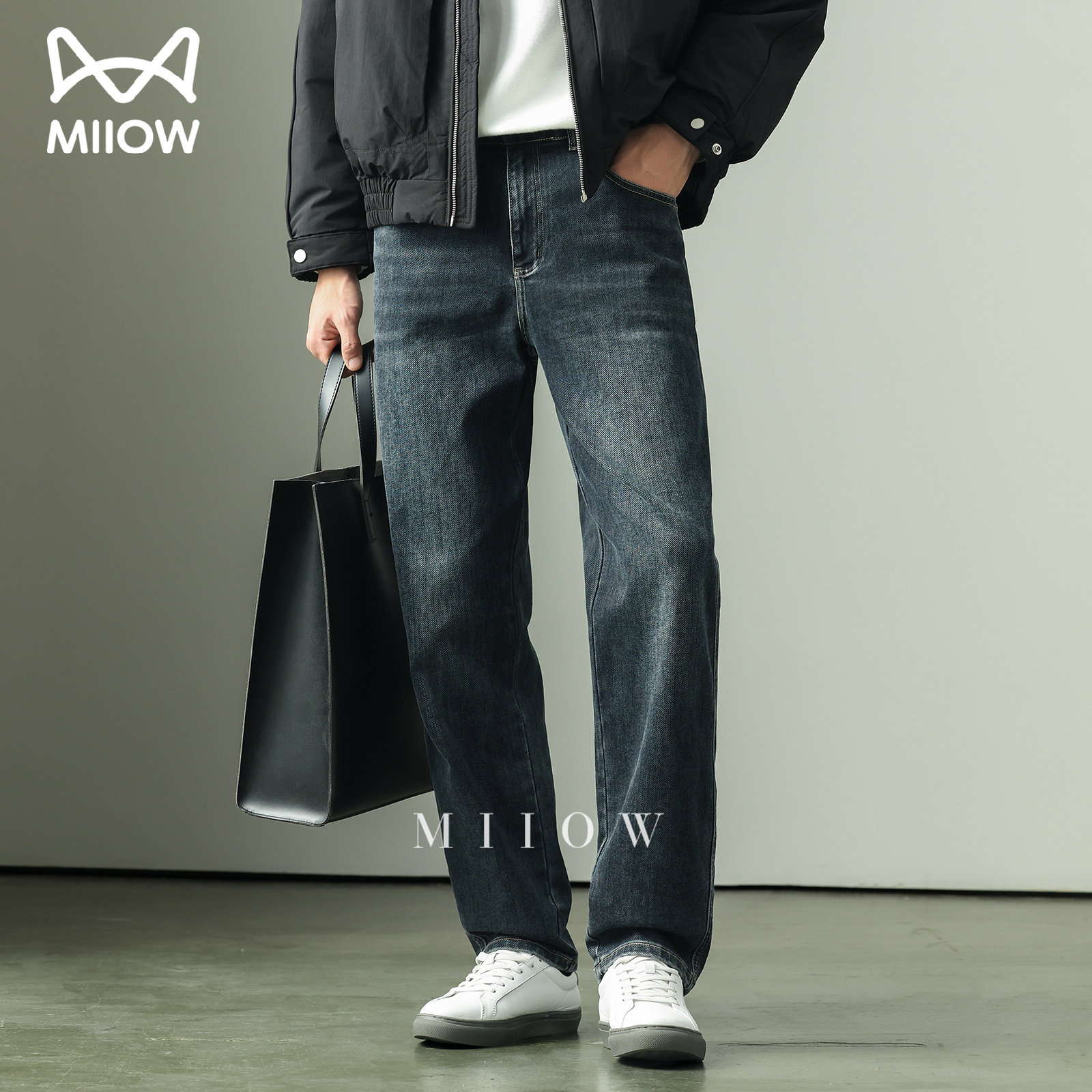 猫人轻奢柔软舒适弹力锥形牛仔裤