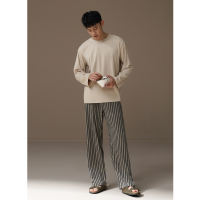 2026 New couple pajamas for men and women, spring and autumn pure cotton round-neck long-sleeved loose and simple youth home wear set thumbnail 6