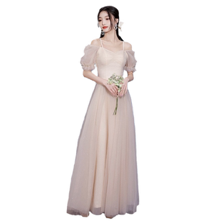 香槟色伴娘服2026新款小众高级感婚礼姐妹团晚礼服夏季平时可穿女