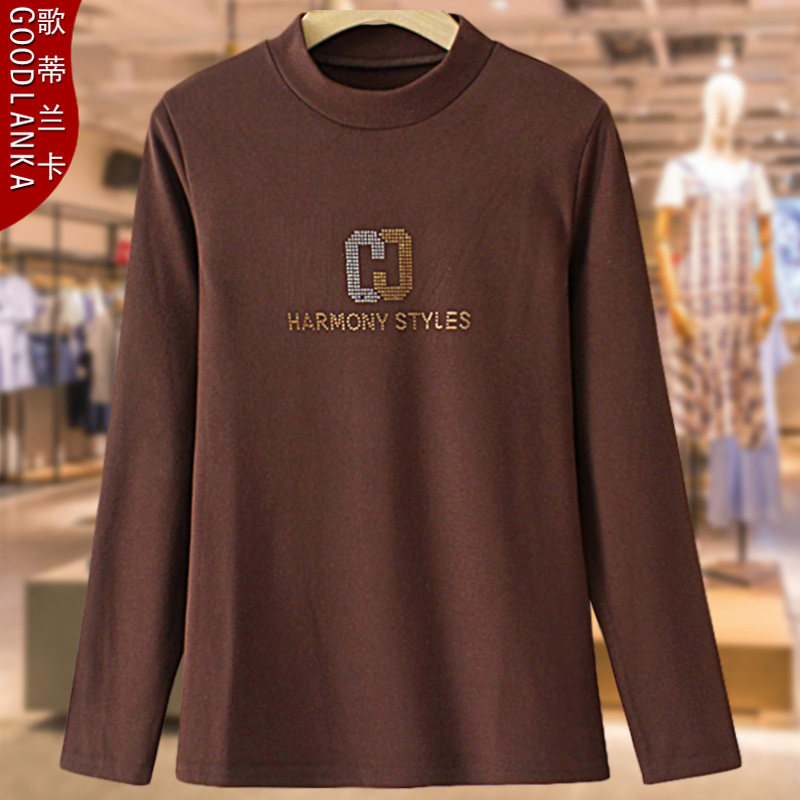 中年妈妈秋冬双面德绒打底衫洋气时尚加肥加大码女长袖上衣200斤