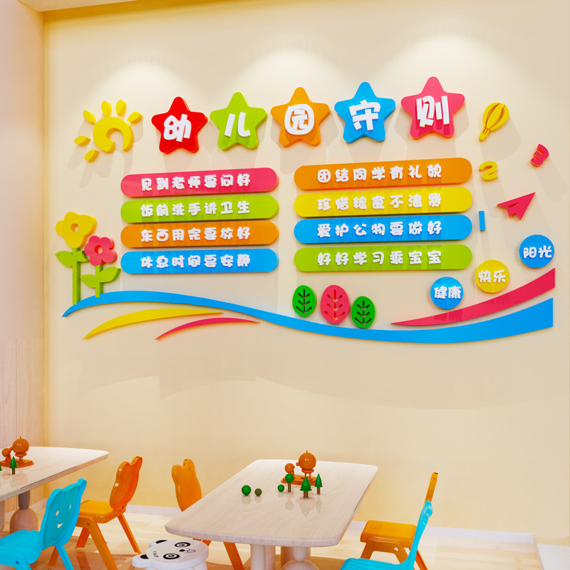 幼儿园守则环创材料主题墙面布置教室班级文化墙装饰3d立体墙贴纸
