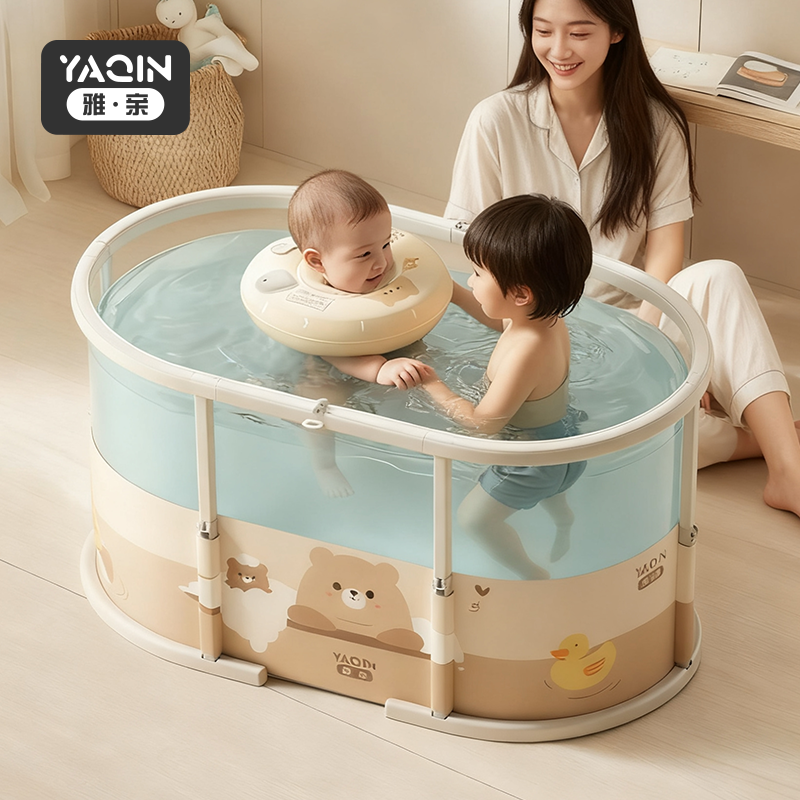 雅亲婴儿游泳桶大人折叠泡澡桶儿童家用成人大号浴缸游泳池洗澡桶