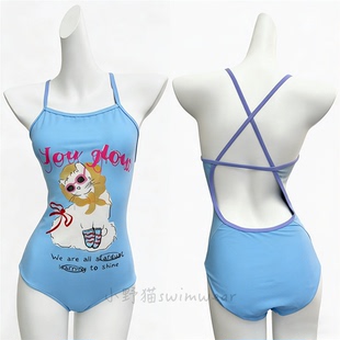 莱卡单层竞速泳衣女中叉大包臀专业训练游泳馆学生运动葫芦岛泳装